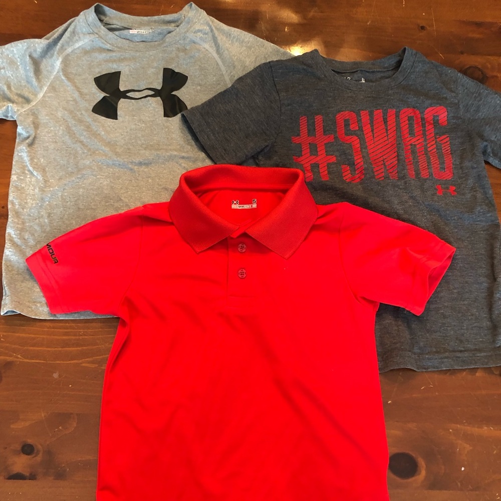 Under Armour lot, short sleeve boys, size 5
